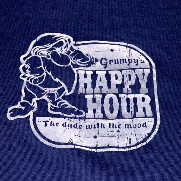 The Disney Store Grumpy's Happy Hour T-Shirt Men's XL Navy Blue Short Sleeve VTG - Picture 3 of 7